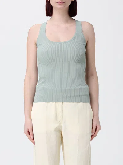 Max Mara Ribbed Scoop Neck Sleeveless Knit Top In Gray