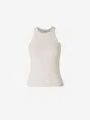Max Mara Cotton Crew Neck Top With Ribbed Texture
