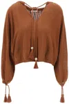 Max Mara Quirite Tie Neck Sweater In Brown