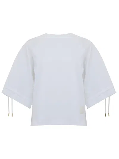 Max Mara Top West Elegante Con Coulisse Alle Maniche Bianco  In White