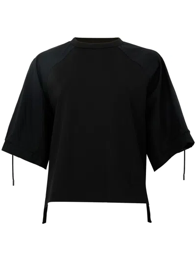 Max Mara Top West Elegante Con Coulisse Alle Maniche Nero  In Black