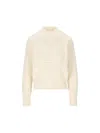 Max Mara Mini Wool And Cashmere Sweater With Diamond Cable Knit Design In White