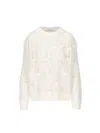 Max Mara Open-knit White Sweater With Textured Detail In White