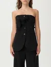 Max Mara Veruska Strapless Tie-front Wool-canvas Top In Black