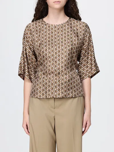 MAX MARA MAX MARA GEOMETRIC PRINT SILK BLOUSE WITH DRAWSTRING WAIST,I58219119