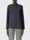 Max Mara Mxmsiamese Collared Shirt Long Sleeves Pocket In Gray