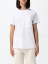 Max Mara Cotton T-shirt With Monogram And Patch Pocket In White