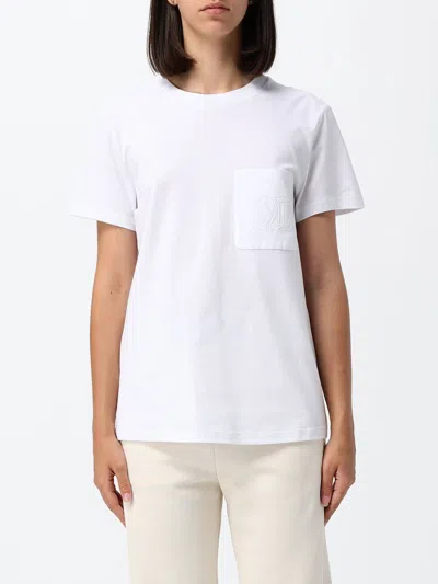 MAX MARA MAX MARA COTTON T-SHIRT WITH MONOGRAM AND PATCH POCKET,I69476001