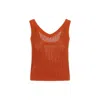 Max Mara Hollowed-out Knitted Vest In Yellow