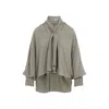 Max Mara Leonida Blouse Draped Design Long Sleeves In Gray