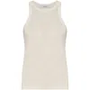 Max Mara Cotton Crew Neck Top With Ribbed Texture