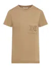 Max Mara Clay-coloured Cotton T-shirt With Logo In Beige