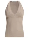 Max Mara Halterneck Fitted Silhouette Tops With Seam Detailing In Beige