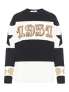 Max Mara Wool And Cashmere Sweater With Flocked 1951 Motif In Black