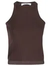 Max Mara Ribbed Sleeveless Top In Brown