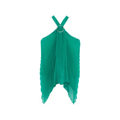 Max Mara Mxevalzer Ring Pleated Top In Green