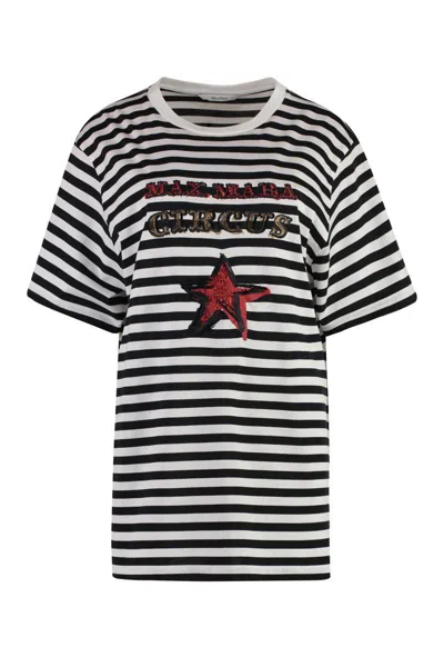 Max Mara Khaki Stripes Stars T-shirt In Multi