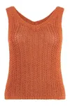 Max Mara Orange Open Knit Tank Top In Orange