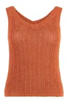 Max Mara Orange Open Knit Tank Top In Orange
