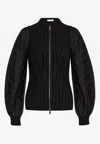Max Mara Torre Wool Cardigan With Silk Sleeves In Black