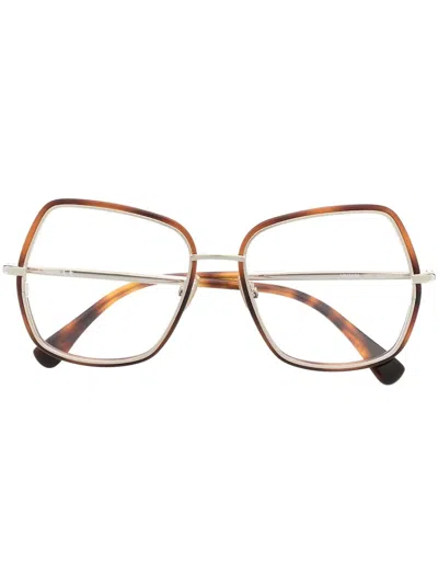 Max Mara Tortoiseshell-effect Oversize-frame Glasses In Brown