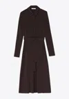 Max Mara Tortona Belted Midi Shirt Dress In Brown
