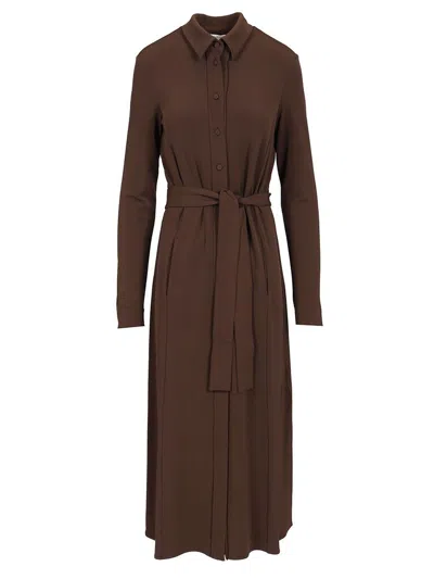 Max Mara Tortona Crepe Jersey Midi Dress In Brown