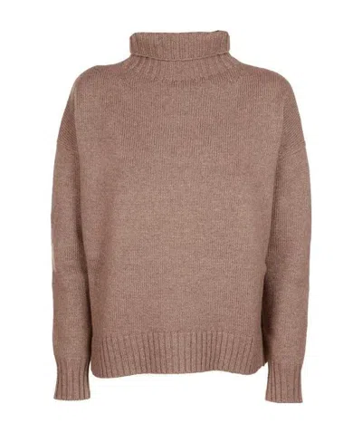Max Mara Regular Fit Turtleneck Shirt In Beige