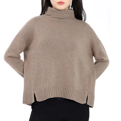 Max Mara Trau Wool And Cashmere High-neck Knitted Sweater In Turtledove In Gray