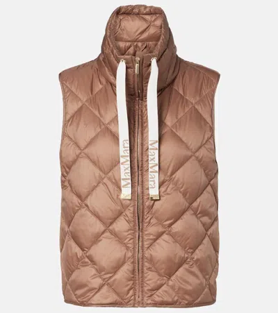 Max Mara Tregic Quilted Zip-up Vest In Brown