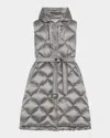 Max Mara Hooded Belted Vest In Water-repellent Canvas In Medium Grey