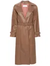 Max Mara Ande Leather Trench Coat In Marrone