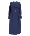 Max Mara Calao Long Denim Trench Coat In Blue