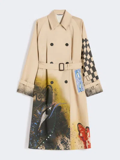 Max Mara Trench Coat In Patterned Water-repellent Gabardine In Multi