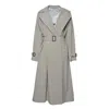 Max Mara Trench Coat With Wide Lapel And Belted Waist In Gray