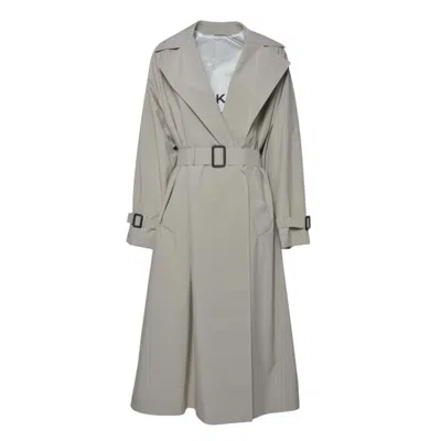 Max Mara Trench Coat With Wide Lapel And Belted Waist In Gray