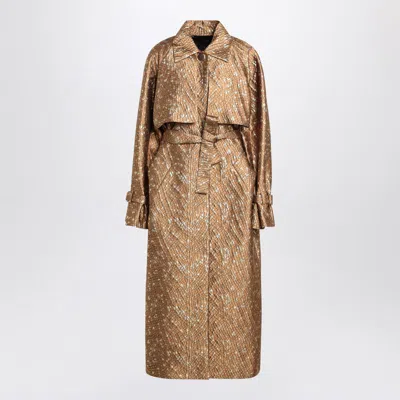 Max Mara Trench In Gold Colour In Jacquard In Metallic