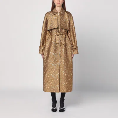 Max Mara Trench In Gold Colour In Jacquard In Metal