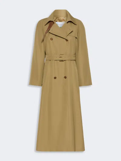 Max Mara Trench-coat En Gabardine De Laine Mélangée Imperméable In Brown