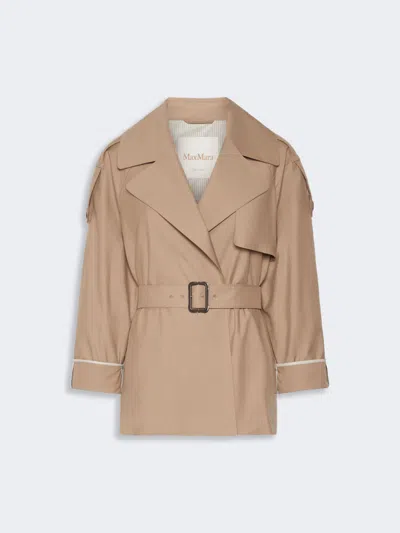 Max Mara Trench-coat Surdimensionné En Sergé Déperlant In Brown