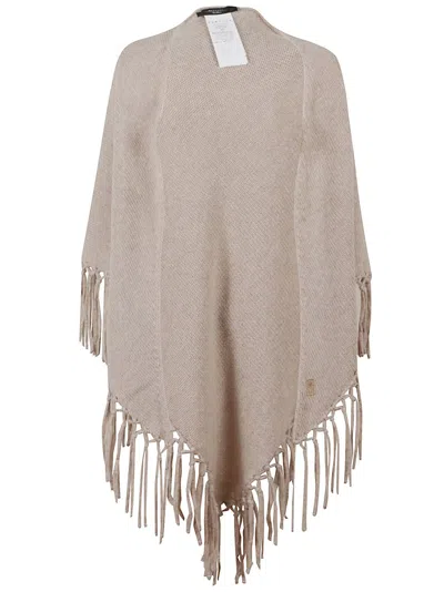 Max Mara Triangular Wool Scarf With Fringed Edges In Brown