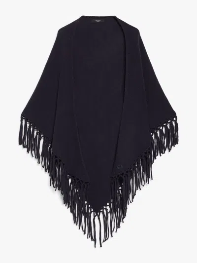 Max Mara Triangular Wool Shawl In Blue