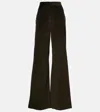 Max Mara Tritone Velvet Wide Leg Pants In Green