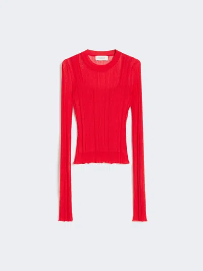 Max Mara Trompe L'oeil Viscose Jumper In Red