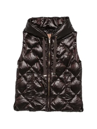 Max Mara Tropico Quilted Hooded Gilet In Brown