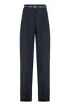 Max Mara Studio Trouser In Wool Belt In Blue