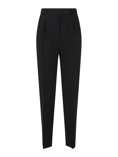 Max Mara Straight-leg Trousers With High Waist And Pleat Detail In Black