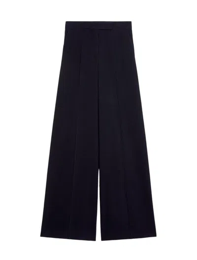 Max Mara Fiesta Silk Satin Slit Wide Pants In Black