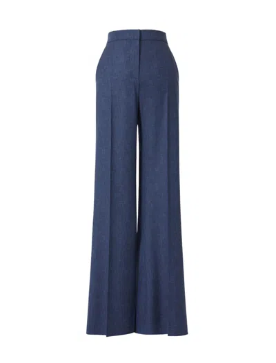 Max Mara Trousers Blue In Animal Print