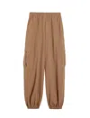 Max Mara Cargo Trousers With Elastic Waistband And Cuffs In Brown
